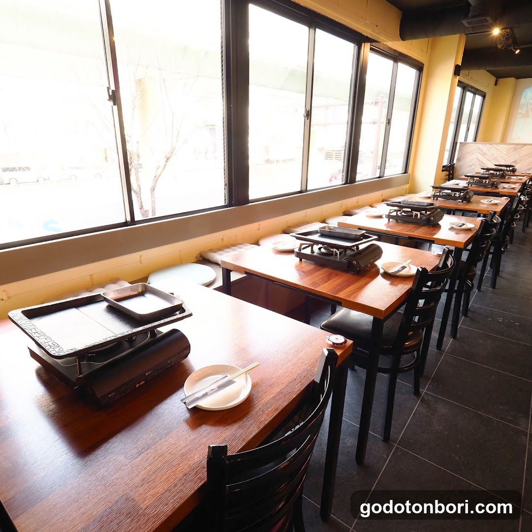 Restaurant Interior with Tables and Windows