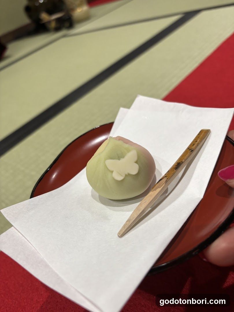 Matcha Dango with Butterfly Decoration