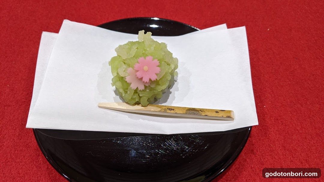 Dessert with Pink Flower Garnish
