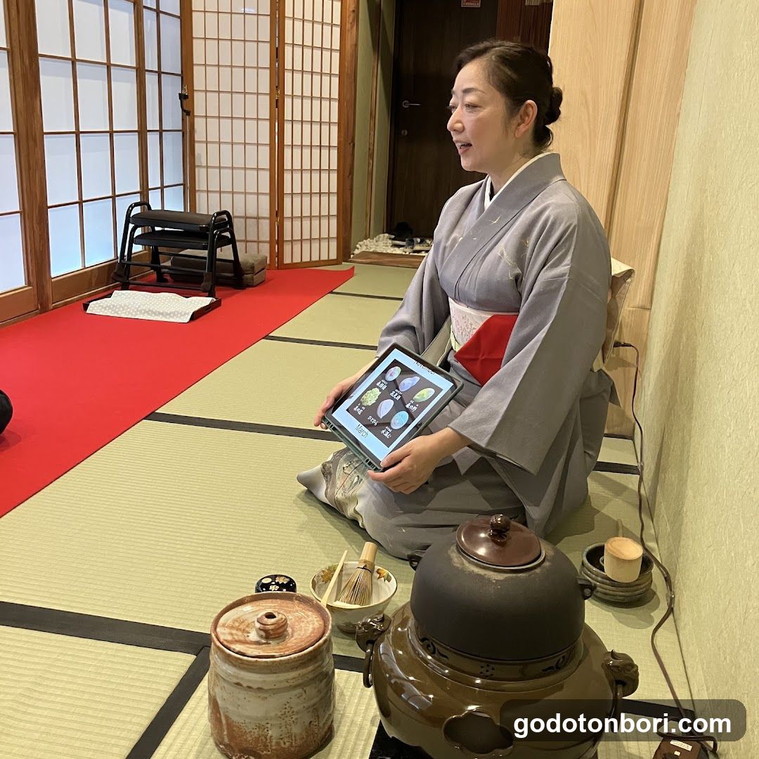 Tea Ceremony Scene with Tablet Display