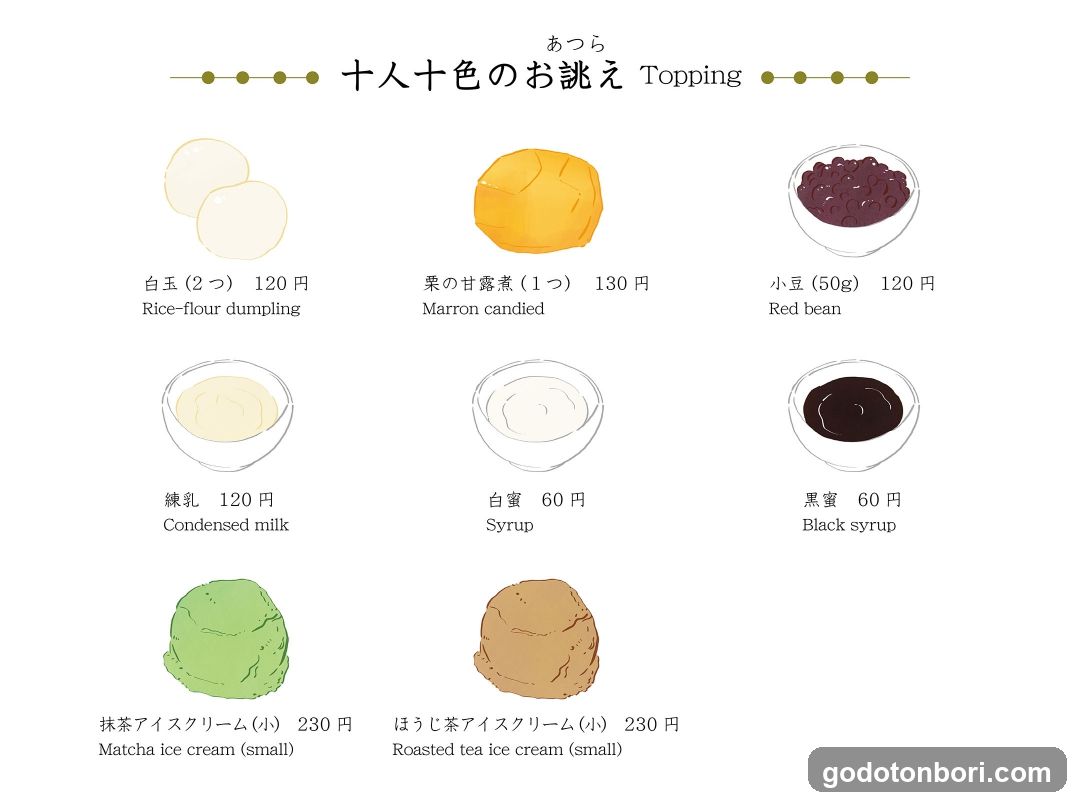 Ten Colors of Ten People's Dessert Toppings Menu