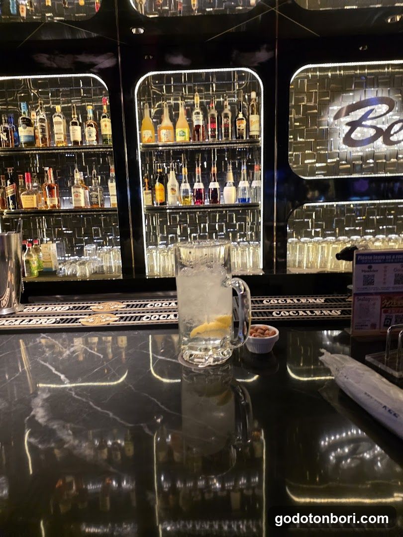 Bar Interior with Cocktail and Bottles