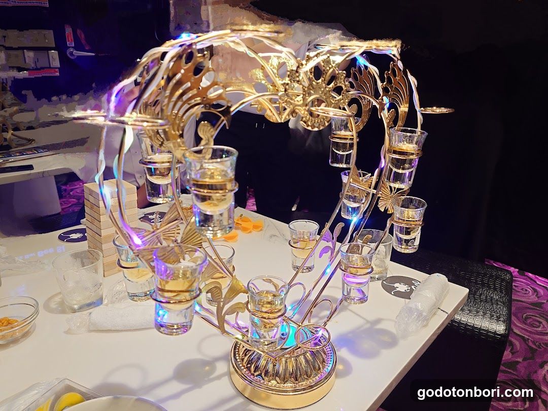 Decorative Shot Glass Holder at Party Table