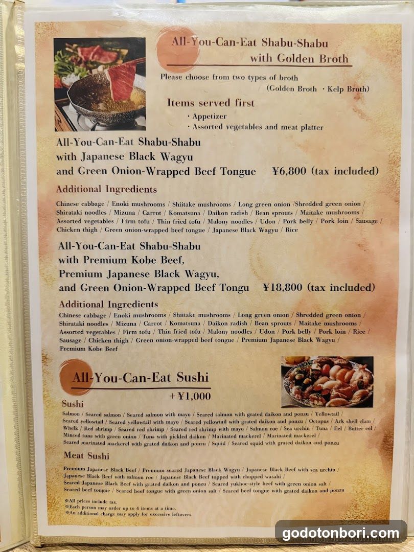 All-You-Can-Eat Shabu-Shabu with Golden Broth Menu