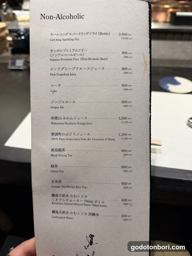 Non-Alcoholic Menu