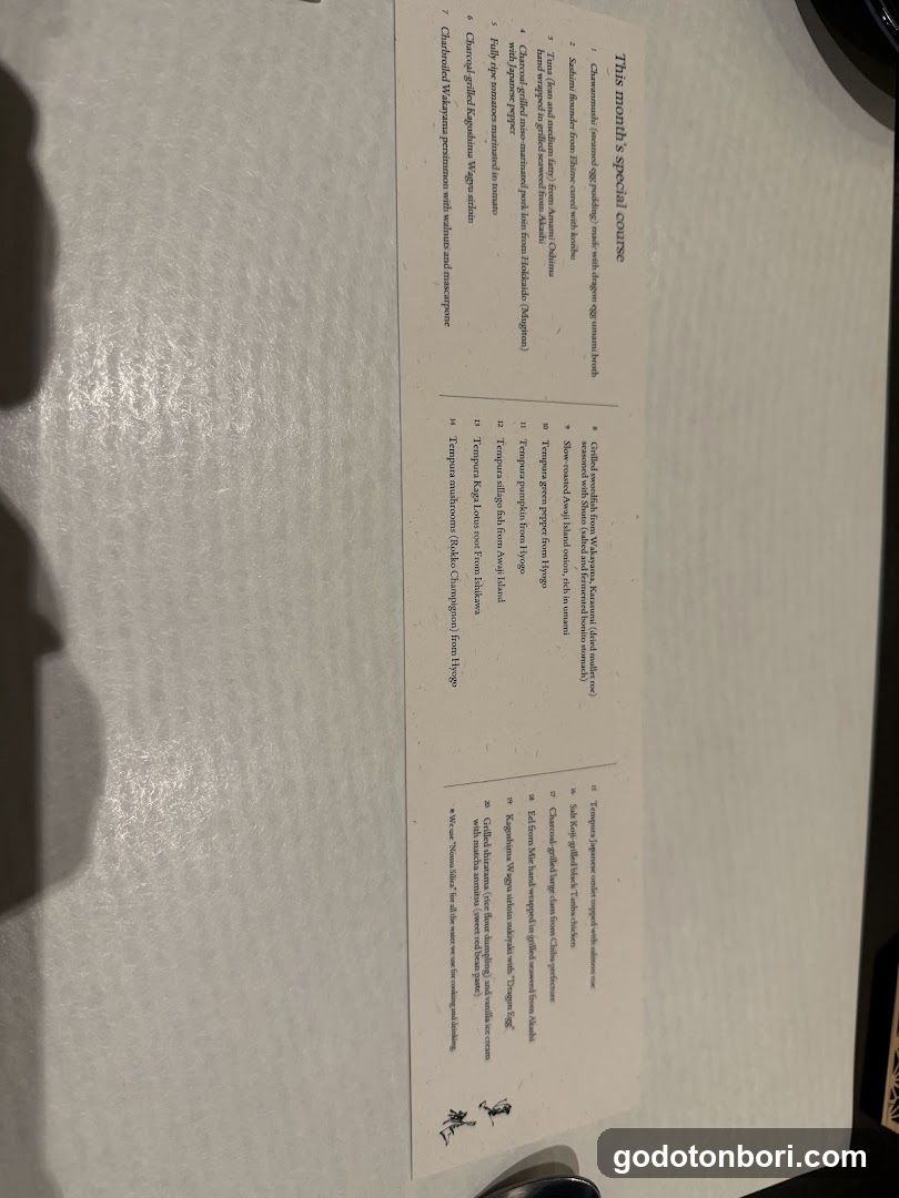 Monthly Special Course Menu