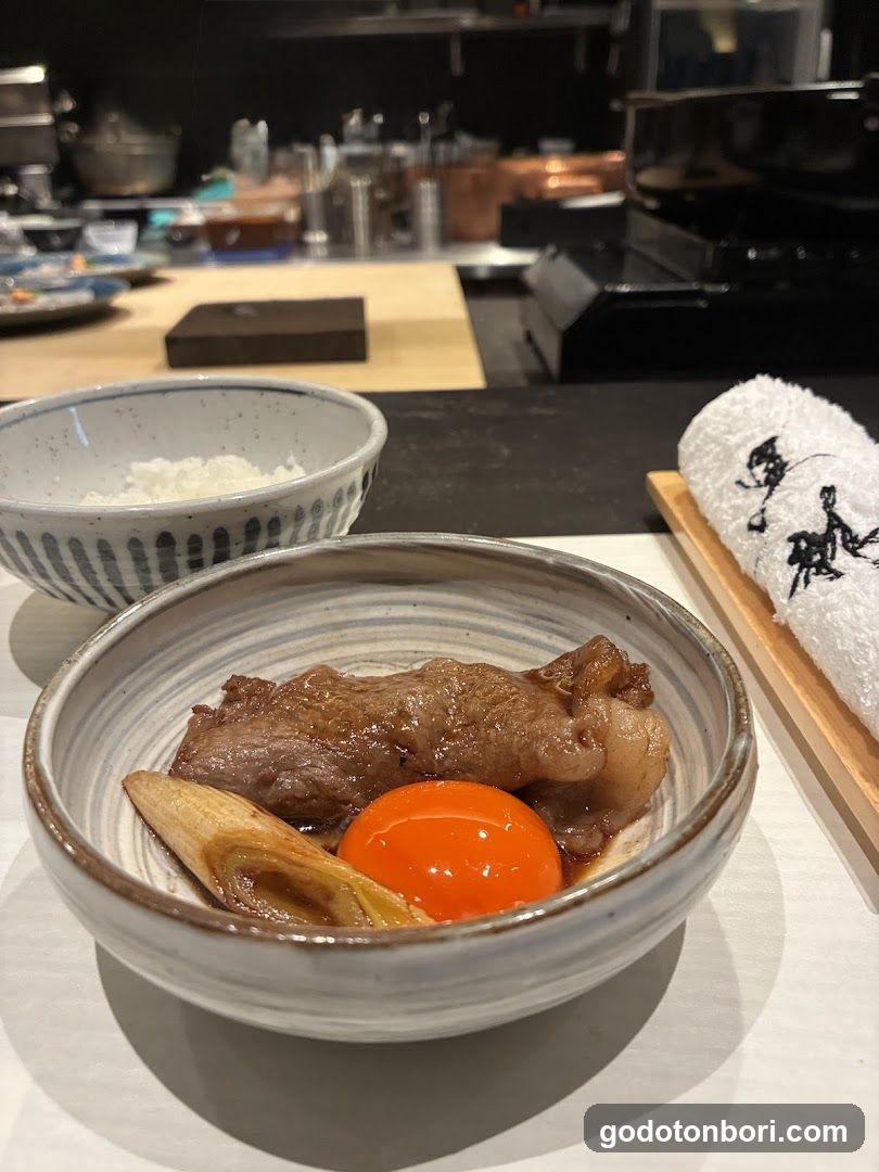 Dish with Egg Yolk and Meat