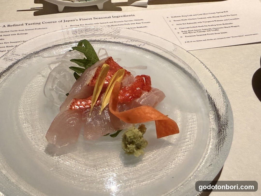 Sashimi dish on a textured plate