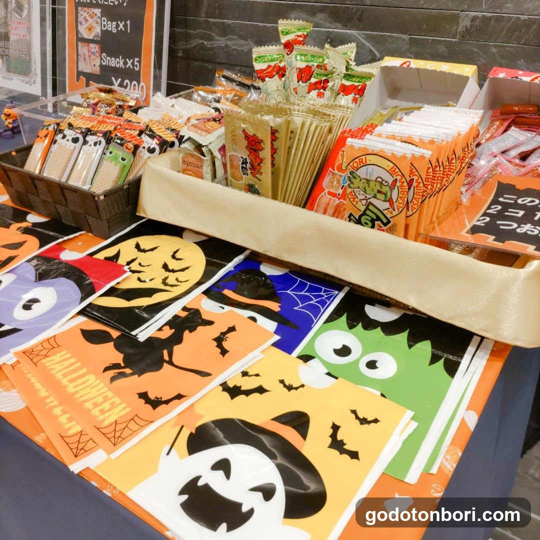 Halloween-themed snack display