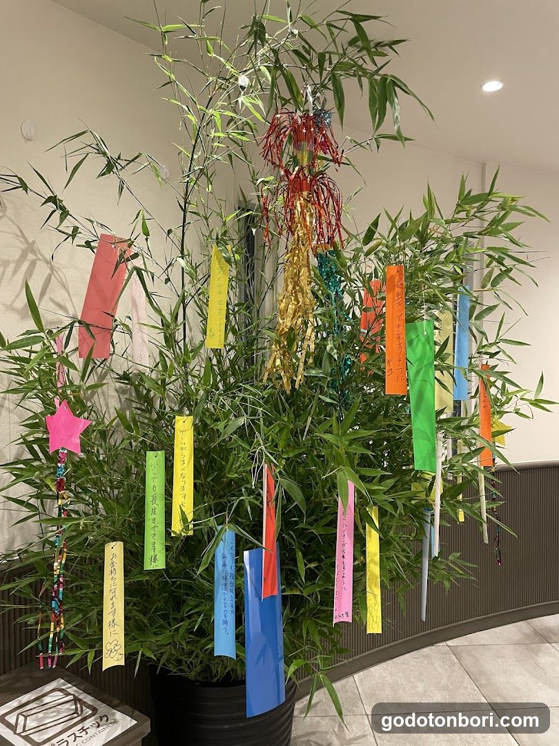 Bamboo with Omikuji and Decorations