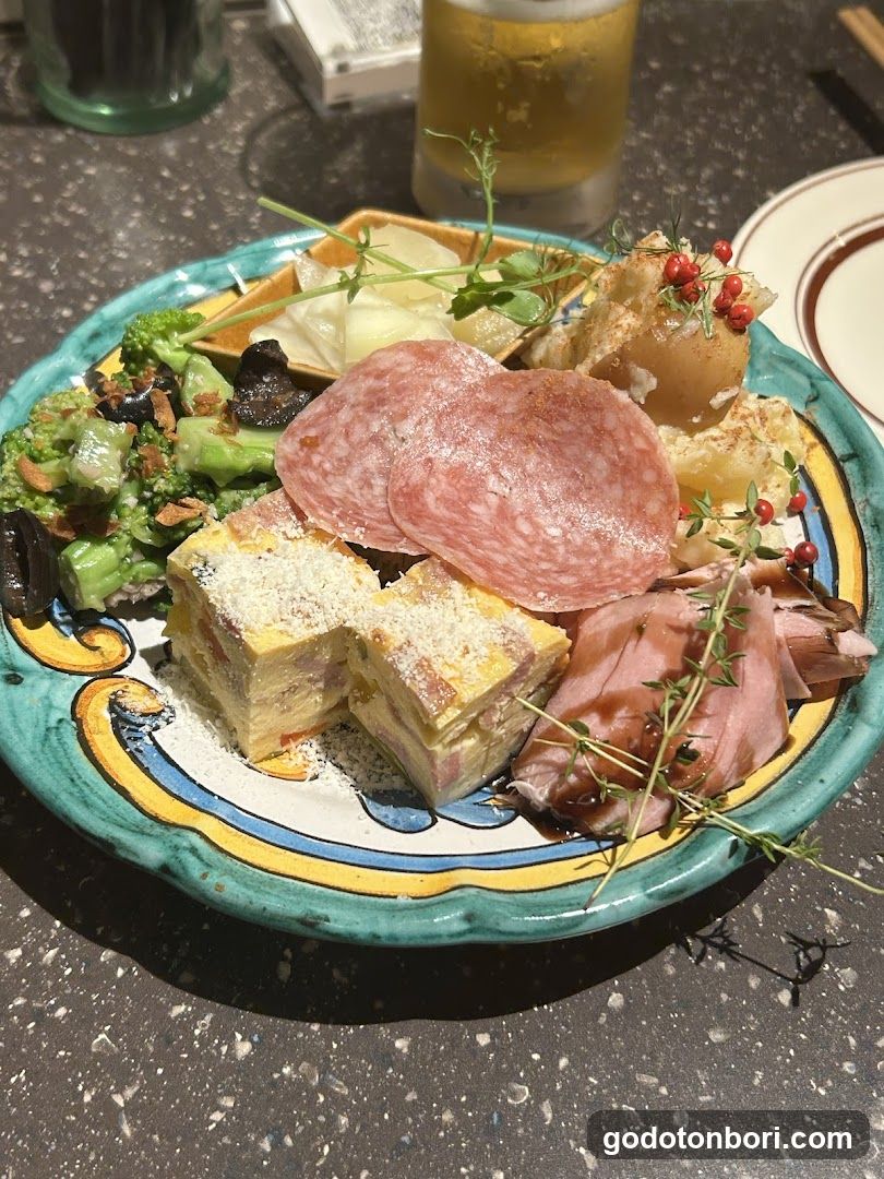 Food Plate with Salami and Salad