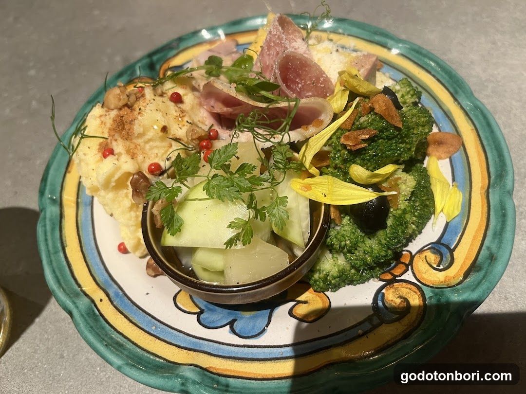 Decorative Plated Meal with Broccoli and Ham
