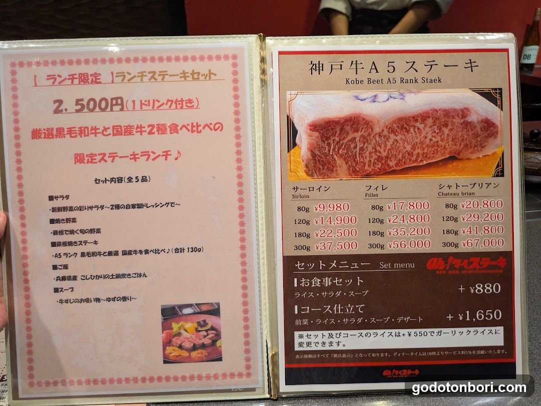 Kobe Beef Steak Menu Display