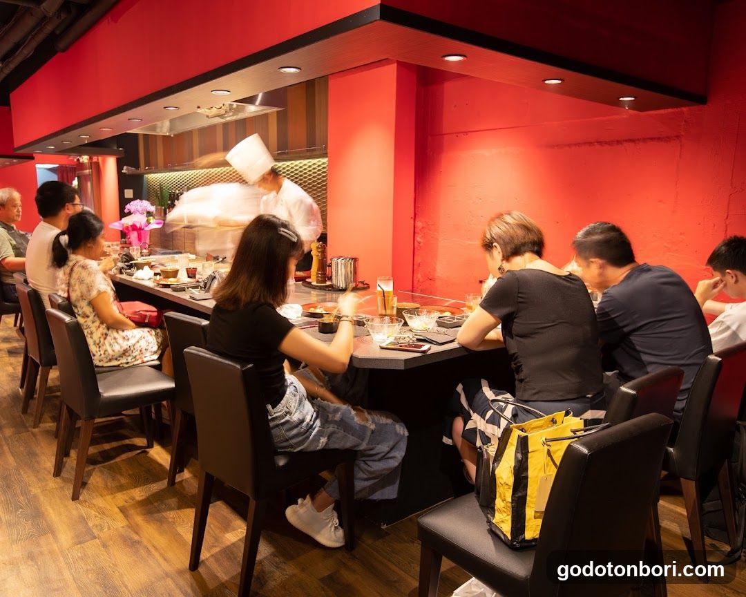 Diners at a Japanese-style restaurant