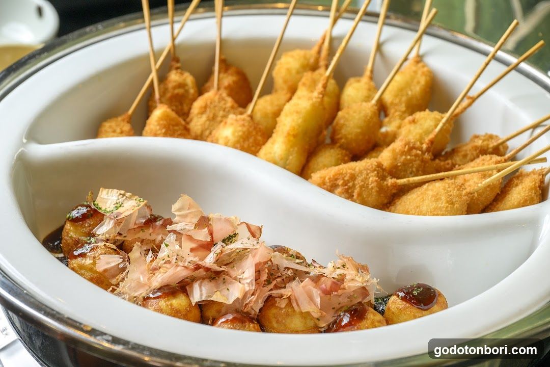 Okonomiyaki and Tempura Skewers