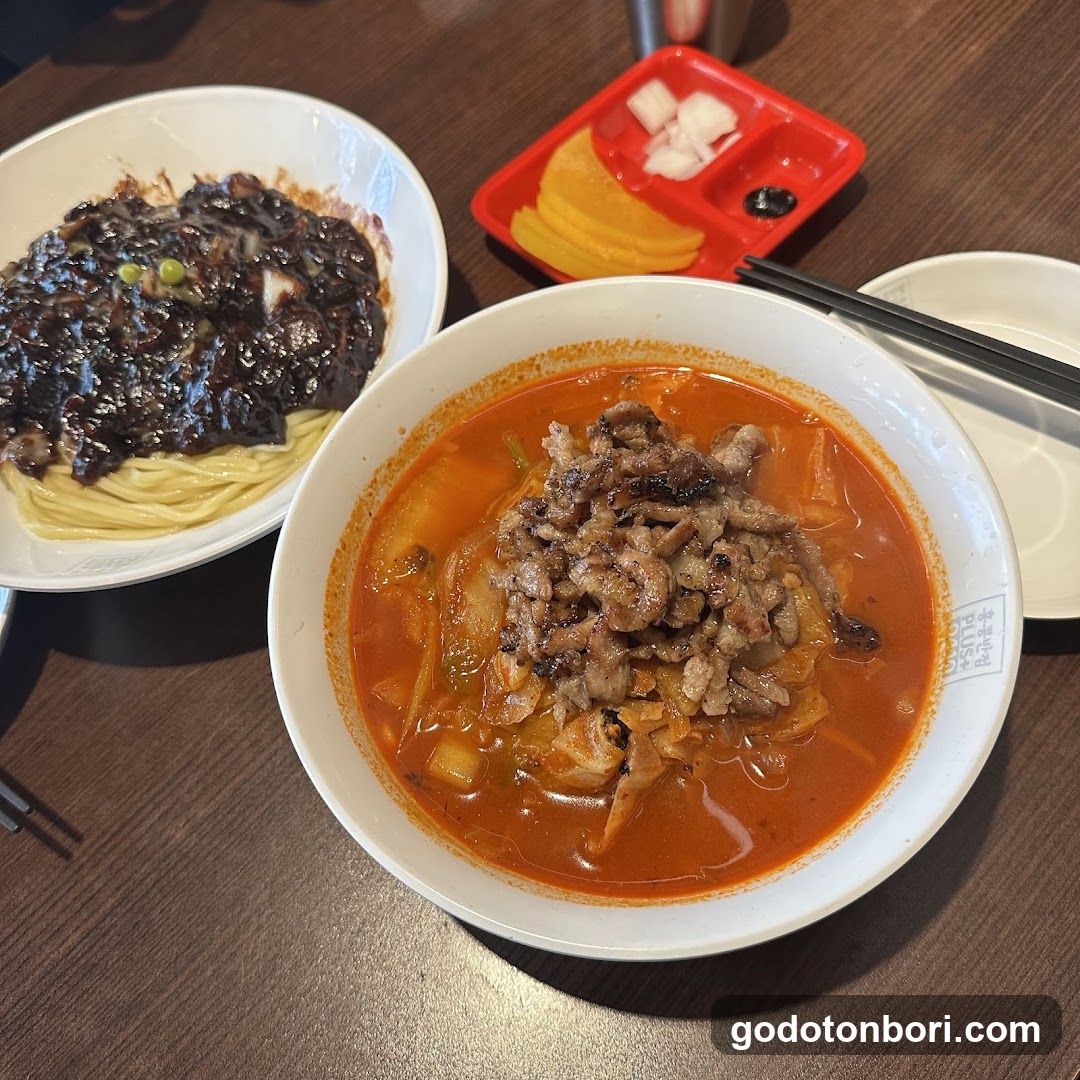 Korean-style noodle and soup dishes