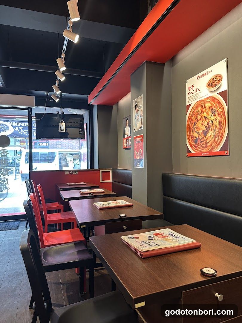 Restaurant Interior with Red and Black Theme