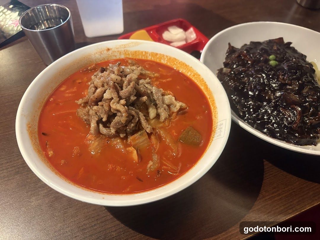 Korean-style soup and side dish meal