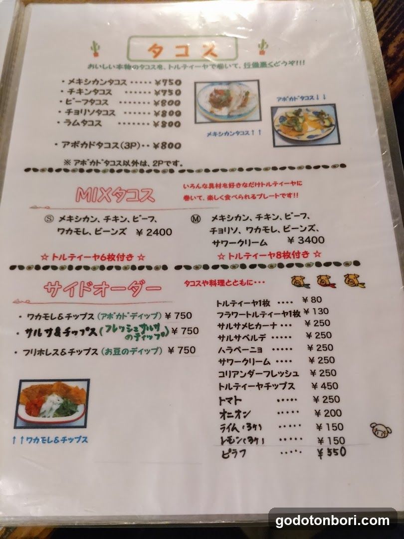 Tacos Menu