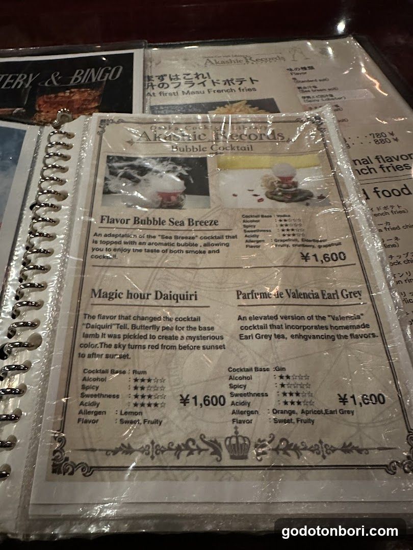 Akashie Records Bubble Cocktail Menu