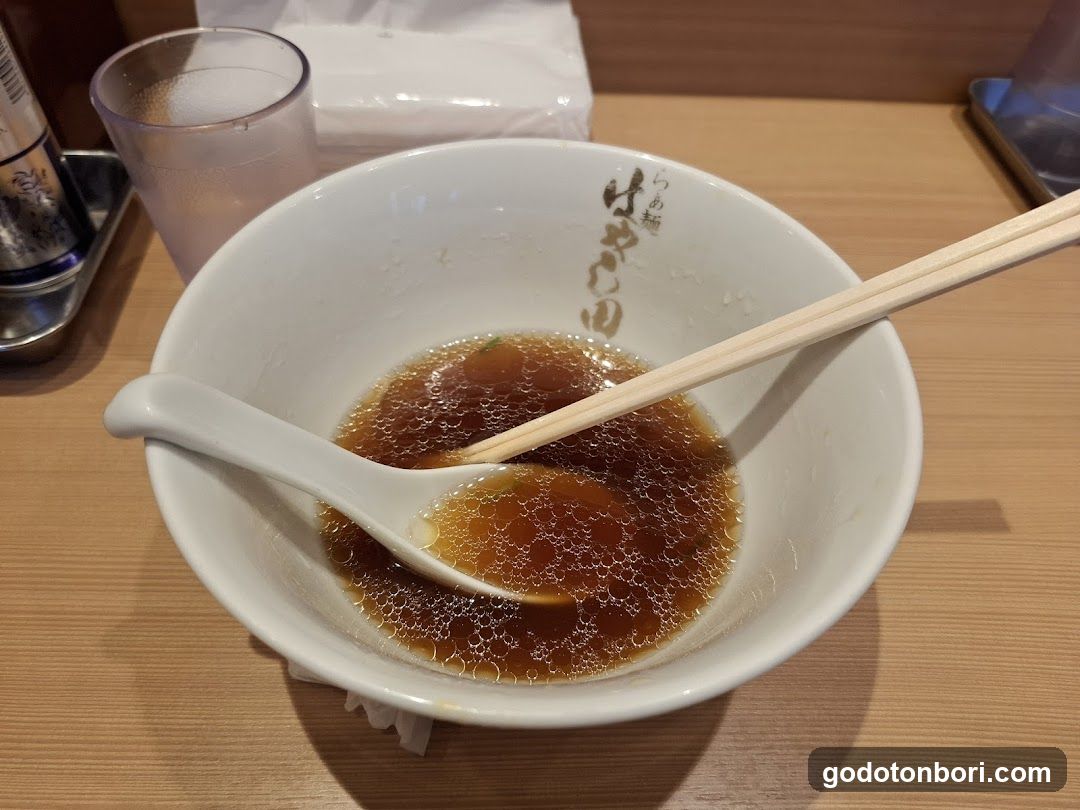 Empty Ramen Bowl with Broth