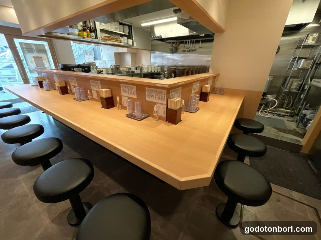 Bar Interior with Wooden Counter and Stools