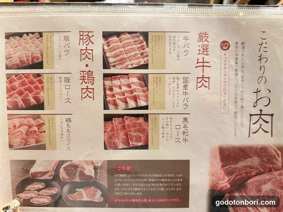 Japanese Meat Display Menu
