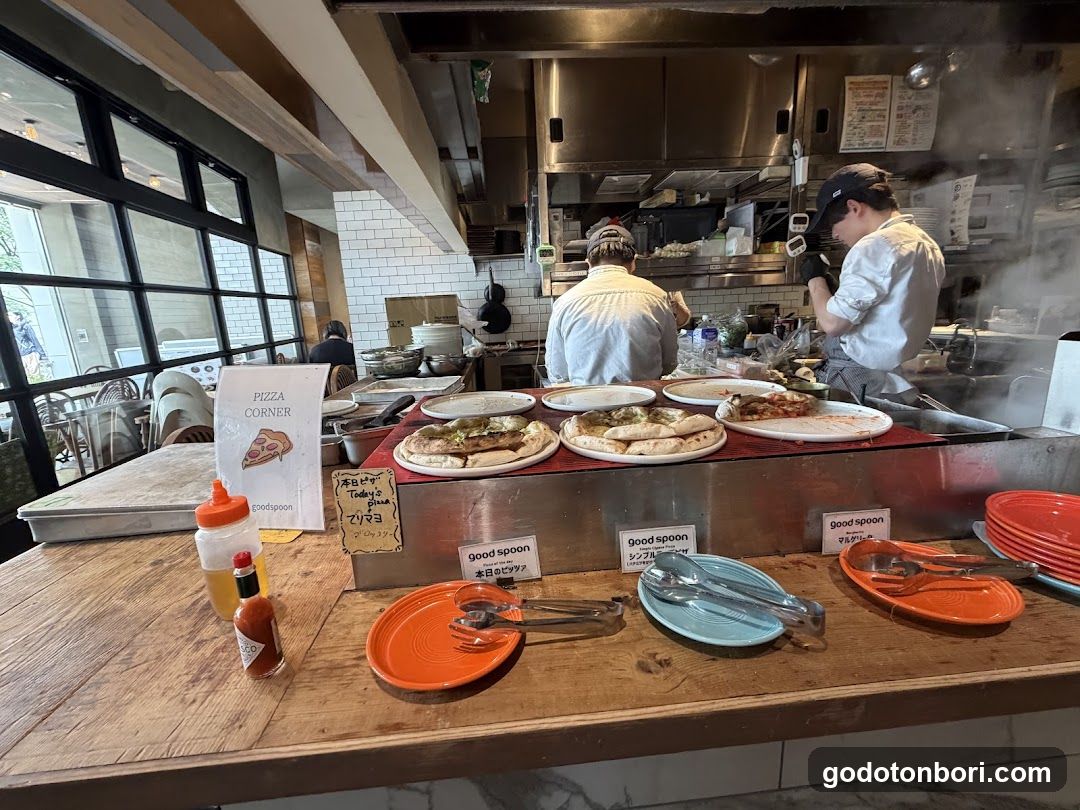 Restaurant Interior with Kitchen View