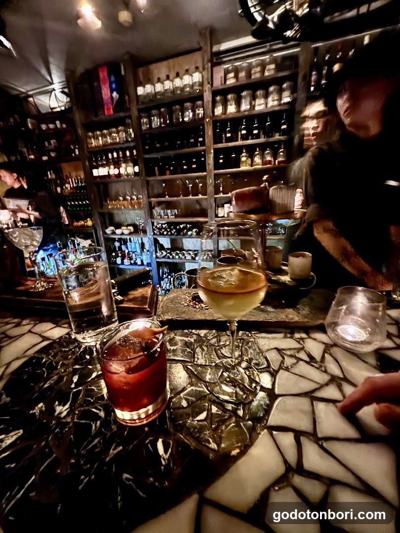 Bar Interior with Drinks and Staff