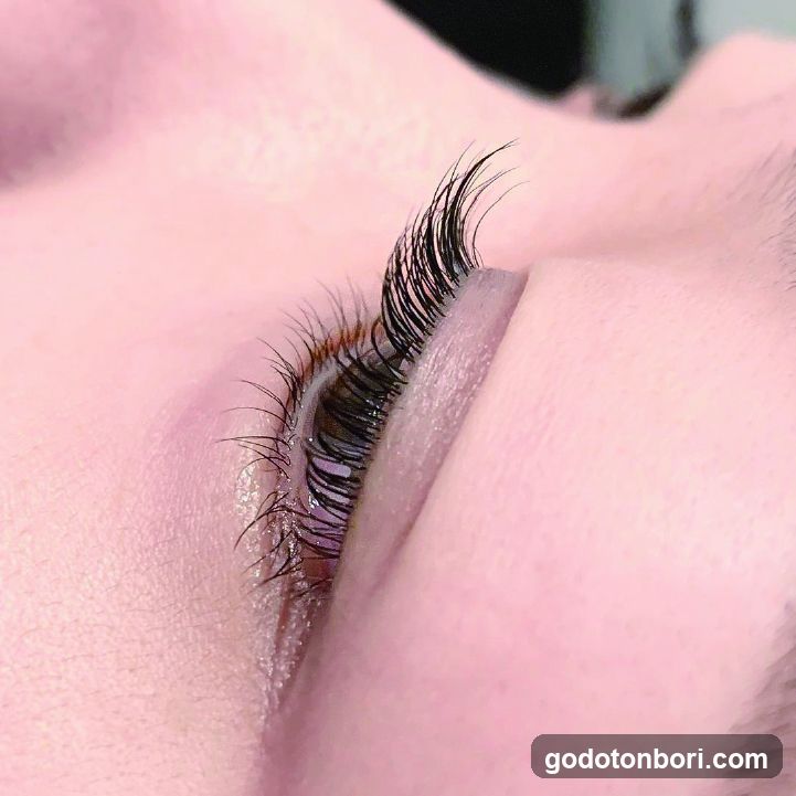Close-up of an eye with long eyelashes
