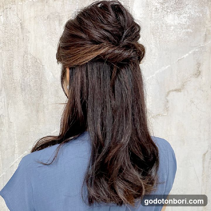 Back View of Person with Half-Up Hair Style