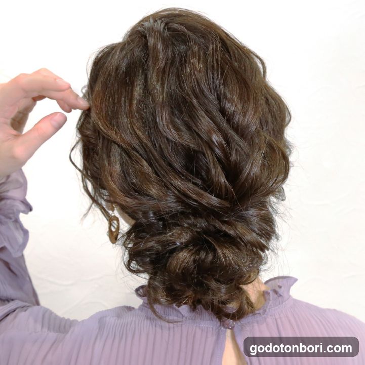 Woman with styled updo hairstyle