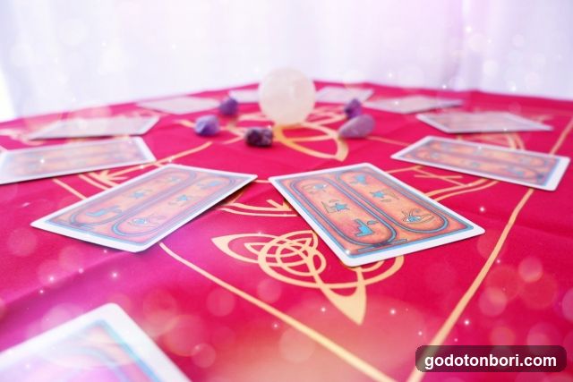 Tarot Spread on Red Cloth