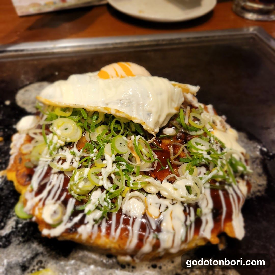 Okonomiyaki with Egg and Toppings