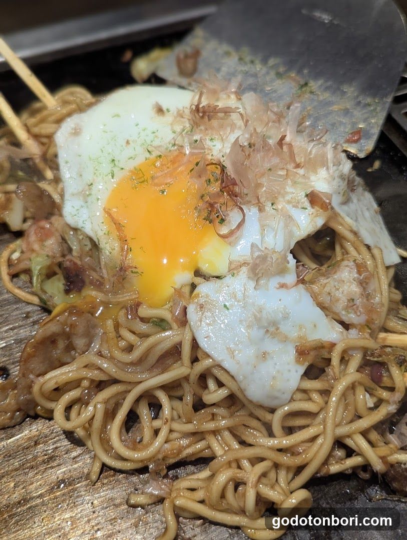 Yakitori and Noodles with Fried Egg