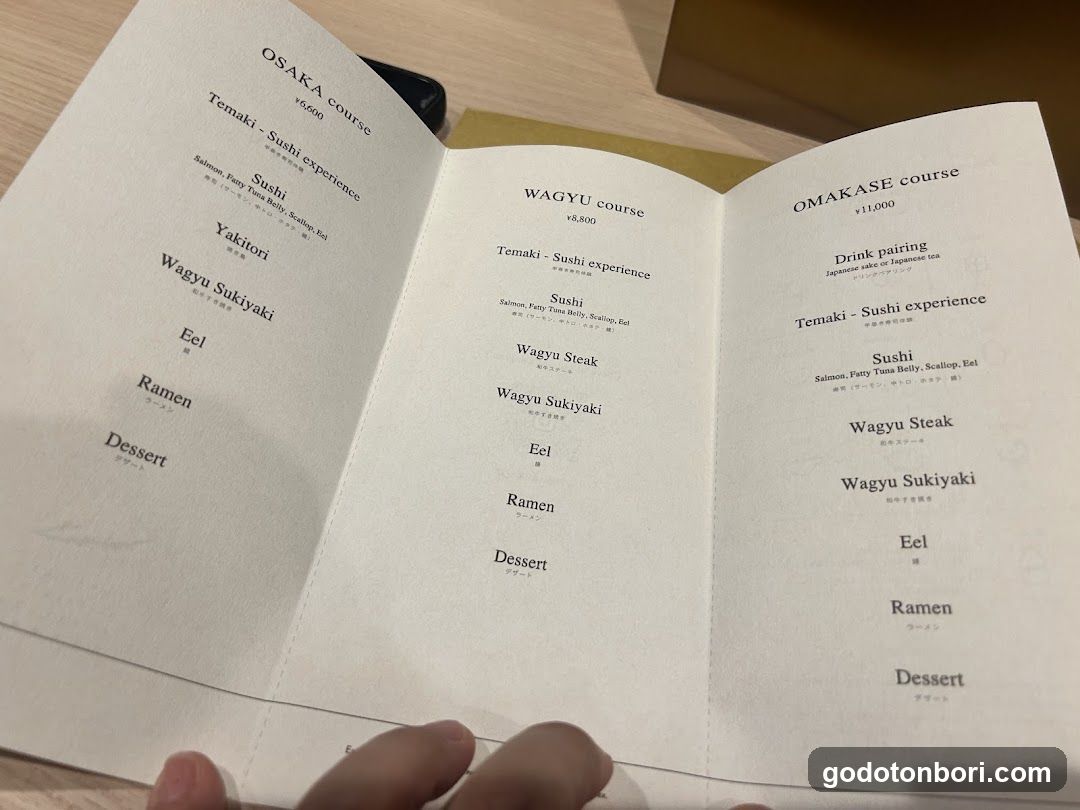 Japanese Dining Menu