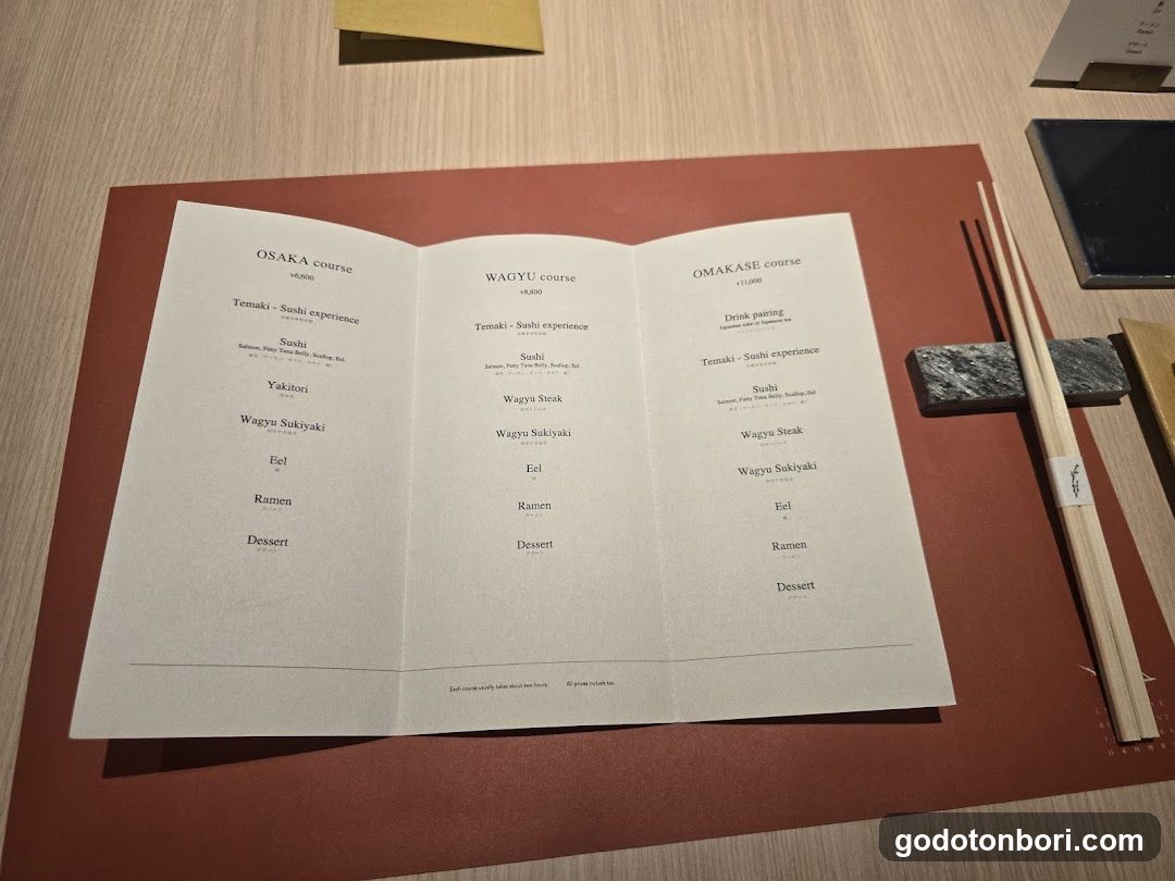 Osaka Course Menu