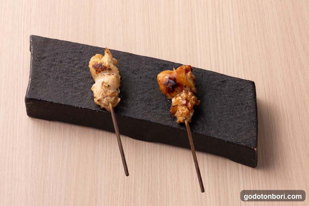 Grilled Skewers on Black Platter