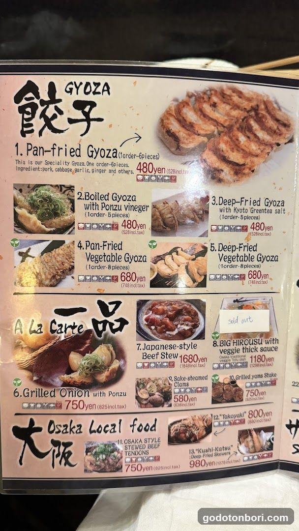 Gyoza Menu Board