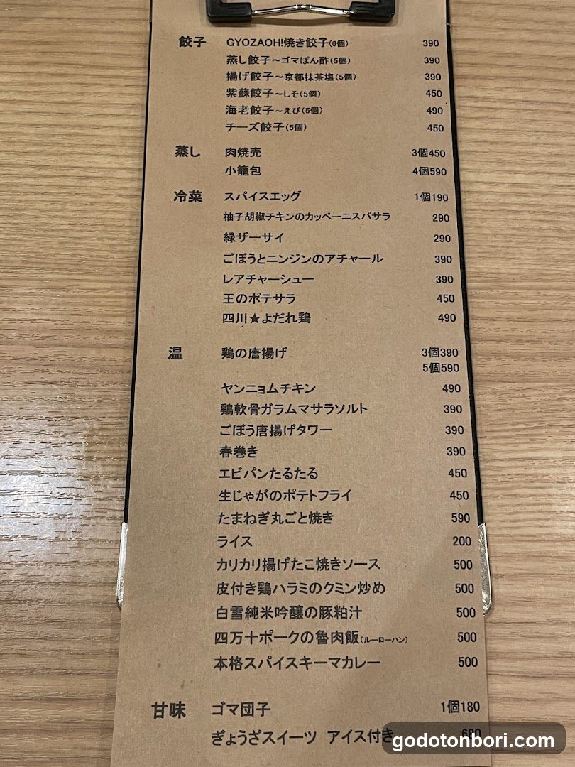 Japanese Menu List