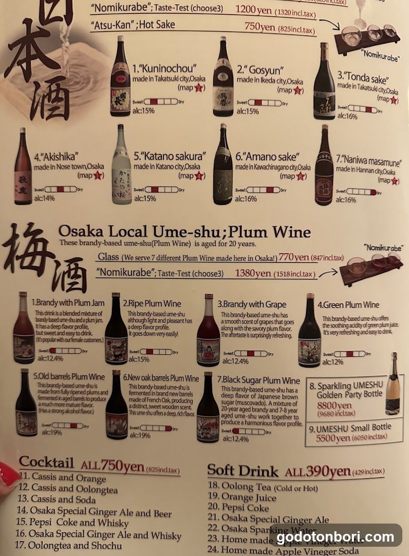 Sake and Plum Wine Menu