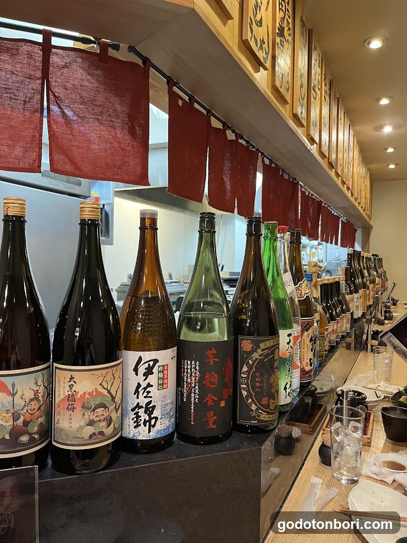 Sake Bottles at a Japanese Restaurant
