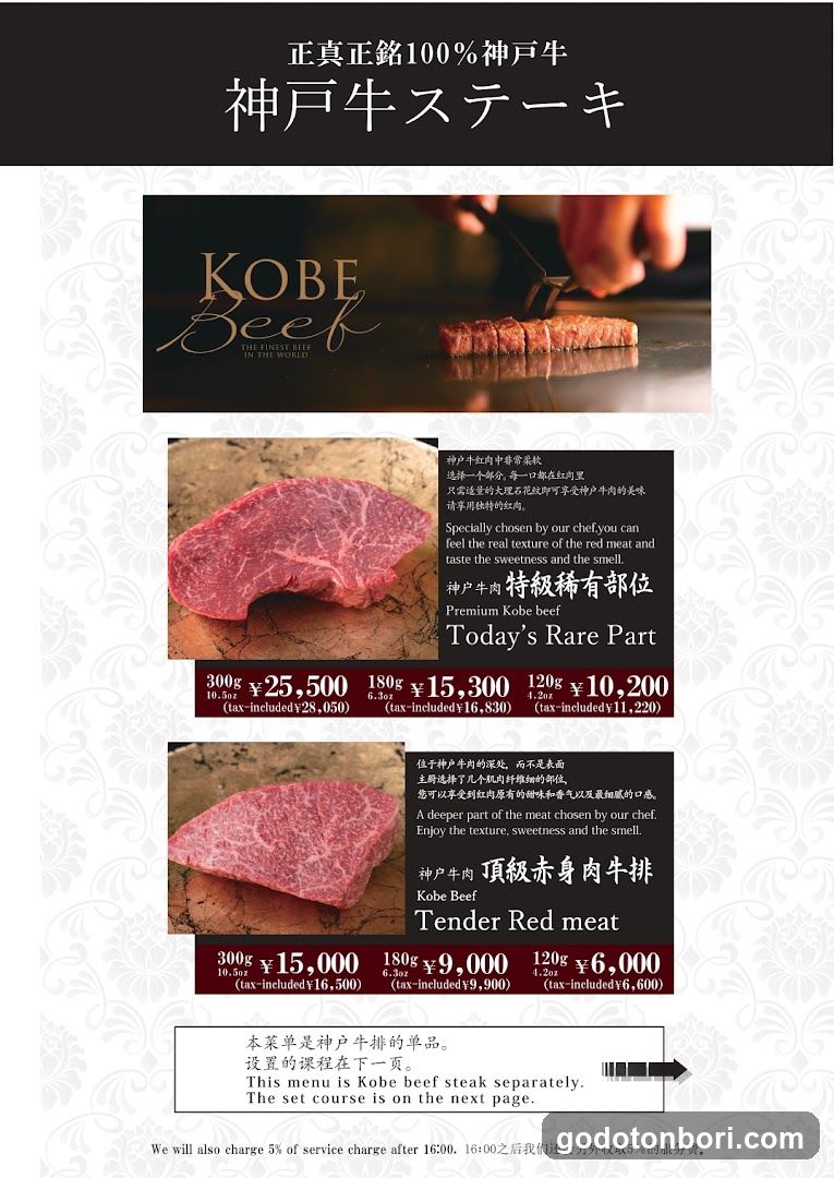 Kobe Beef Steak Menu