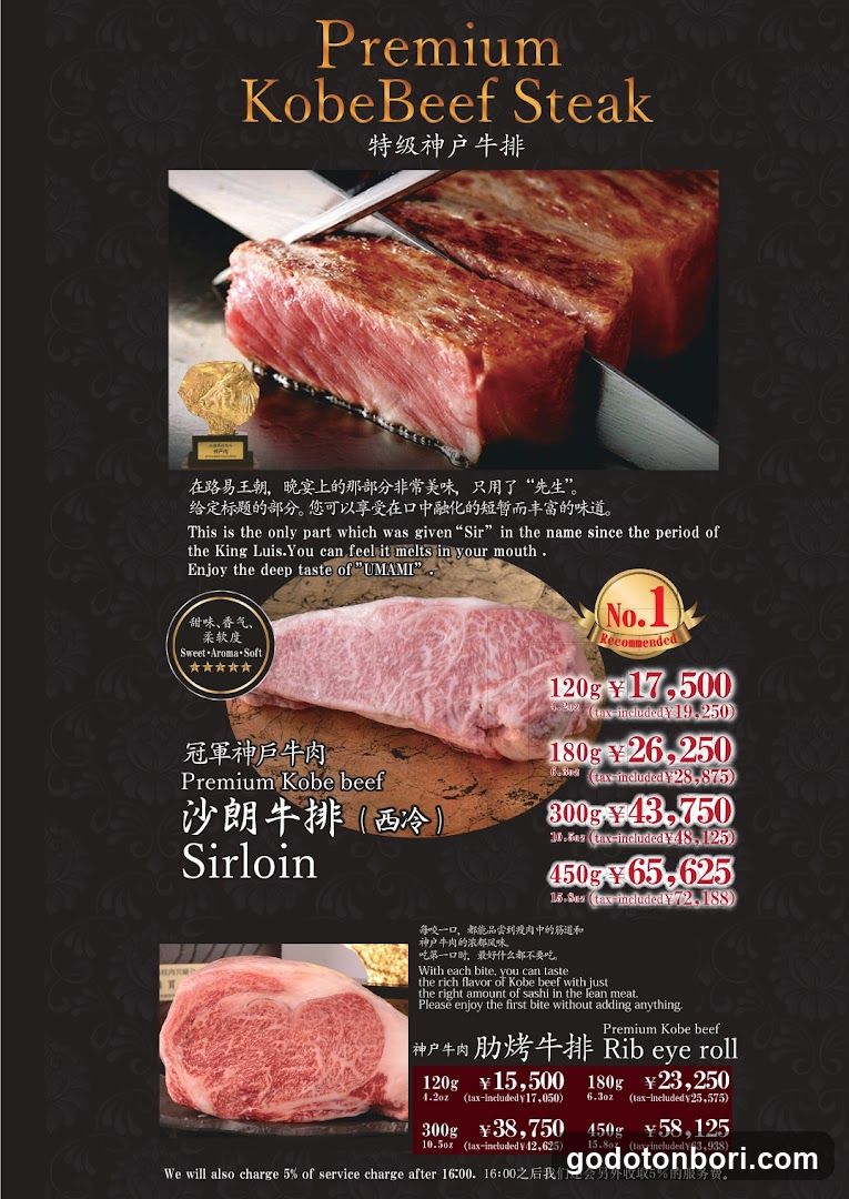 Premium Kobe Beef Steak Menu