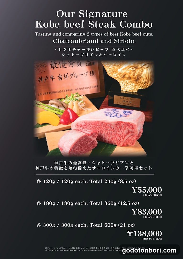 Kobe Beef Steak Combo Menu