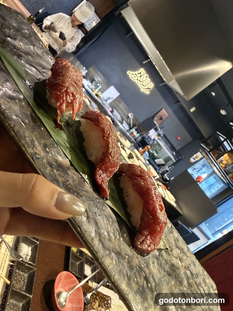 Sushi Plate in Restaurant Interior