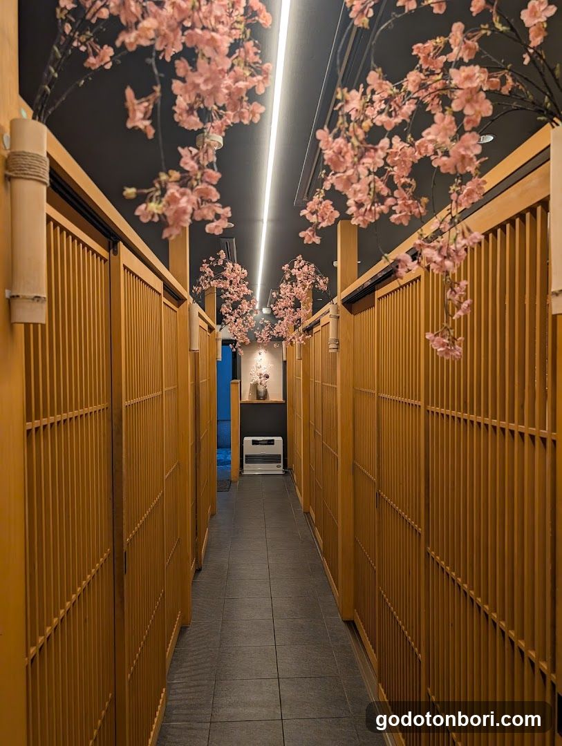 Sakura-themed corridor interior