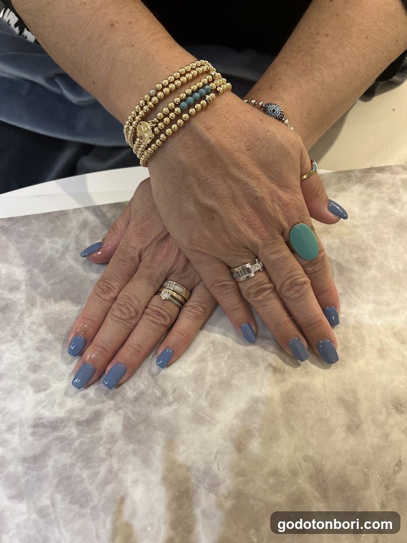 Jewelry Display with Blue Nails