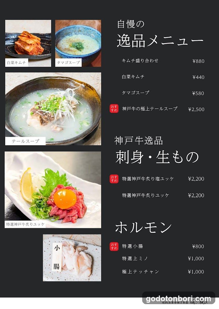 Kobe Beef Sashimi & Raw Menu