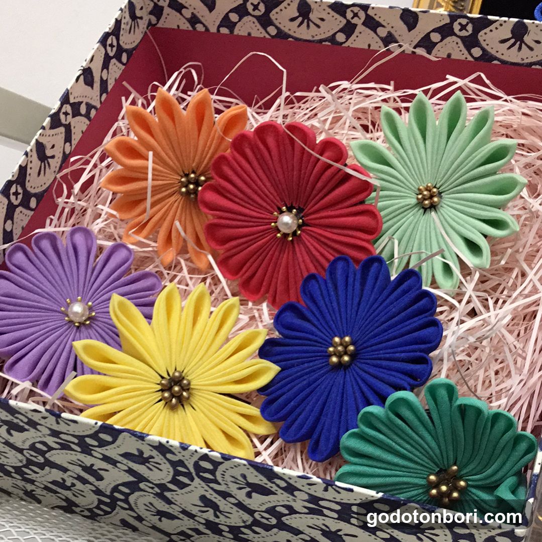 Colorful Fabric Flowers in Gift Box